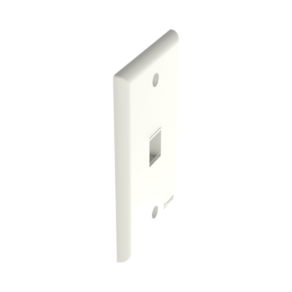 Vertical Wall Plate, 1-Port Keystone Outlet, Matte White