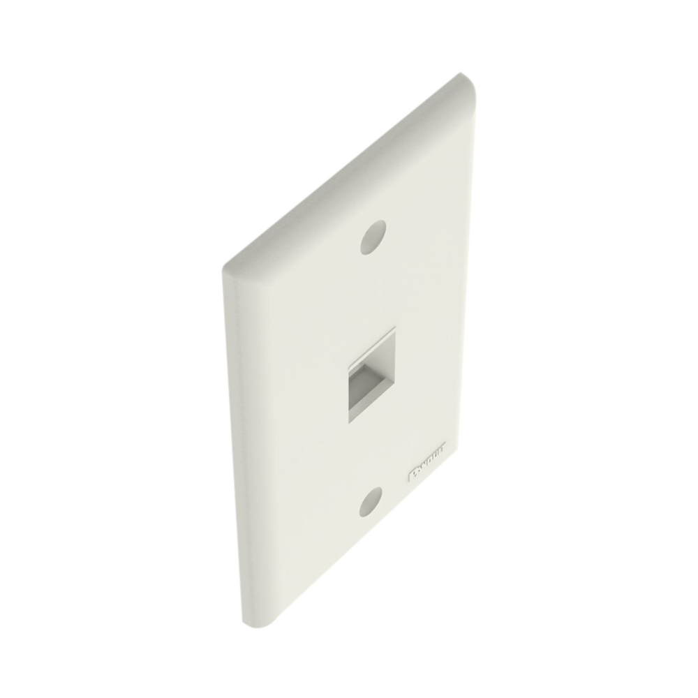 Vertical Wall Plate, 1-Port Keystone Outlet, Matte White