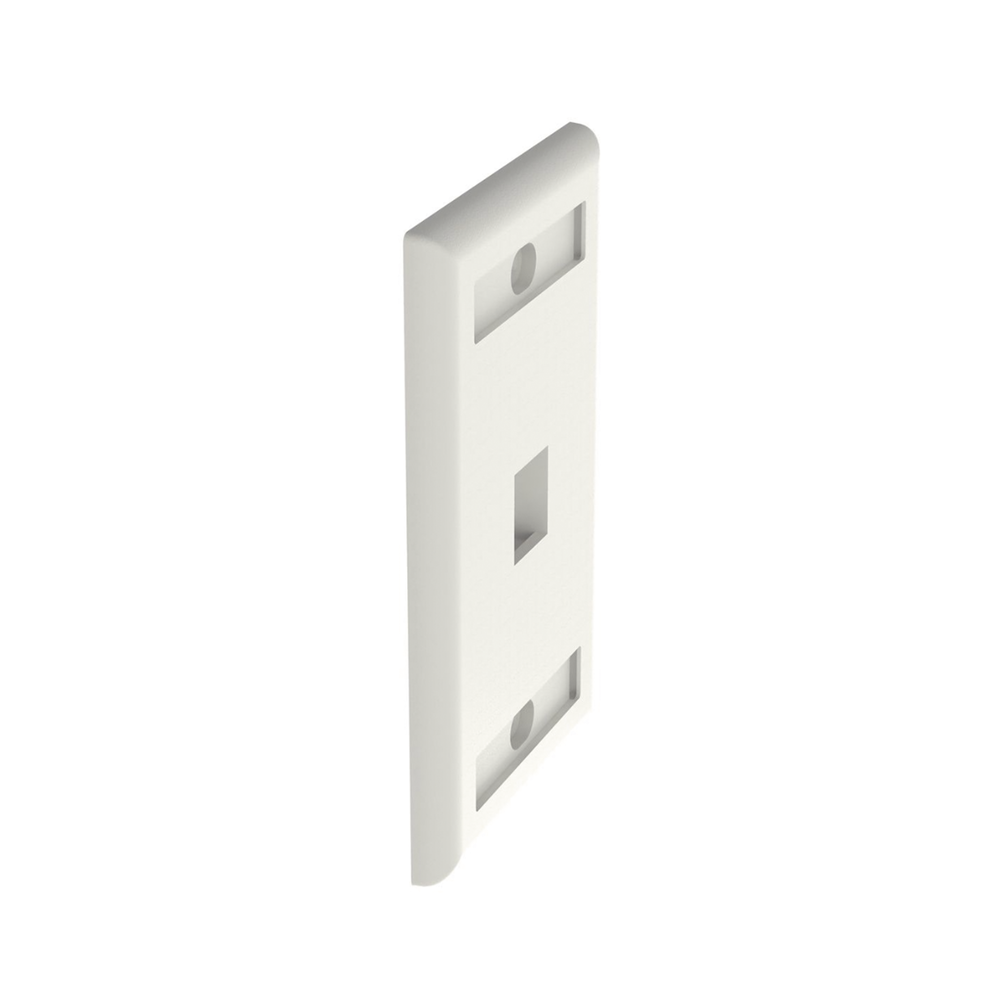 Vertical Wall Plate, 1-Port Keystone Outlet, With Label Spaces, White
