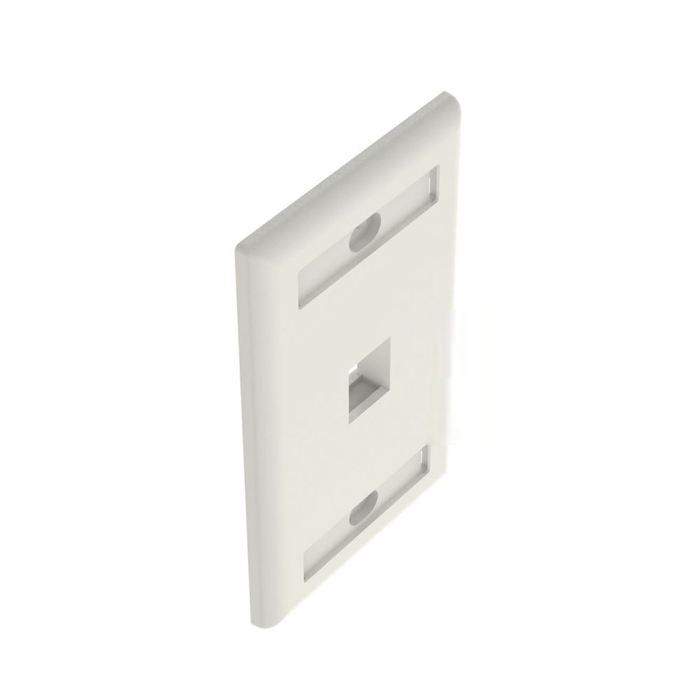 Vertical Wall Plate, 1-Port Keystone Outlet, With Label Spaces, White