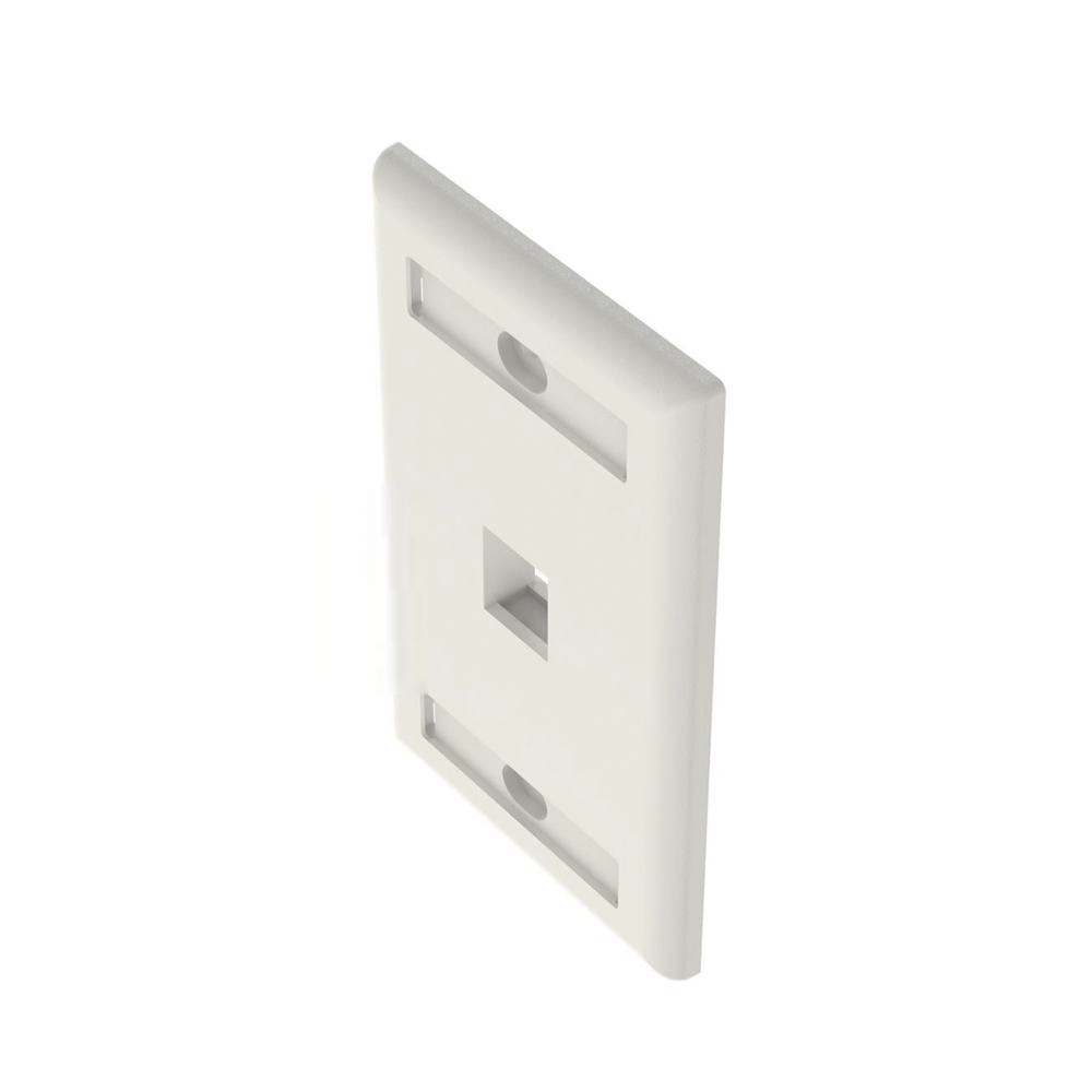Vertical Wall Plate, 1-Port Keystone Outlet, With Label Spaces, White