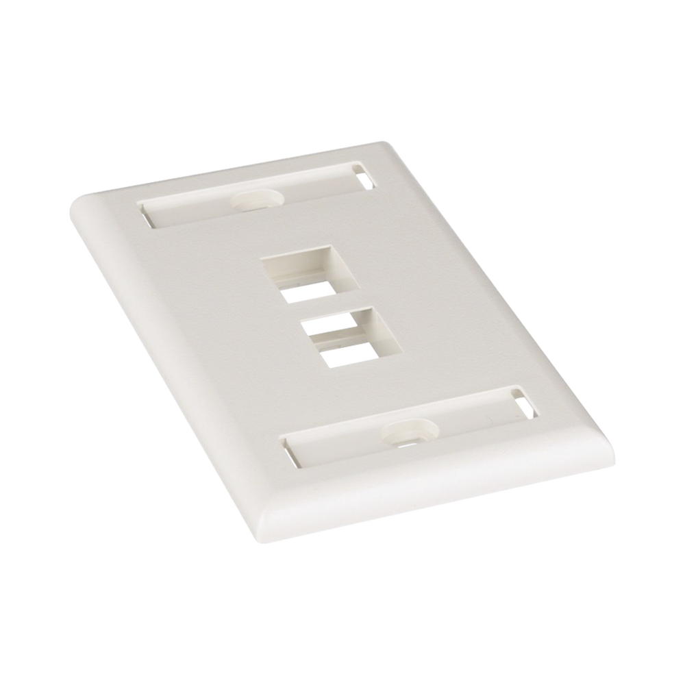 Vertical Wall Plate, 2-Port Keystone Outlet, With Label Spaces, Matte White