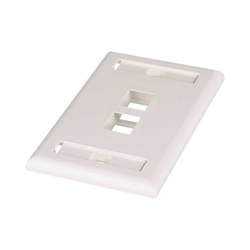 Vertical Wall Plate, 2-Port Keystone Outlet, With Label Spaces, Matte White