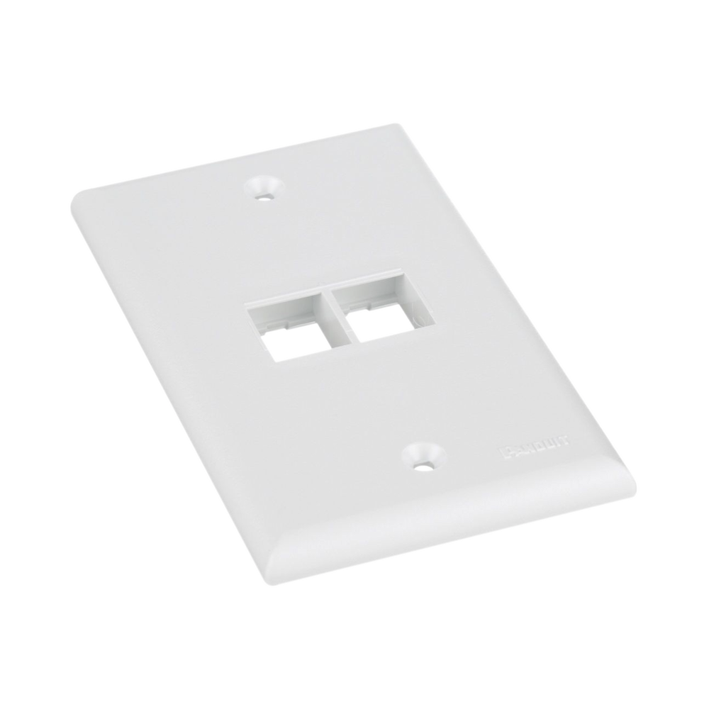 Vertical Wall Plate, 2-Port Keystone Outlet, White