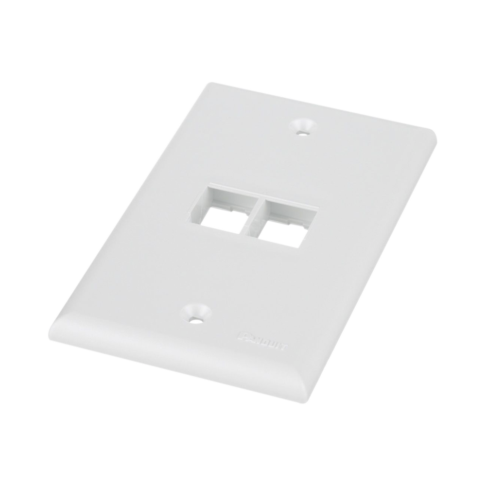 Vertical Wall Plate, 2-Port Keystone Outlet, White
