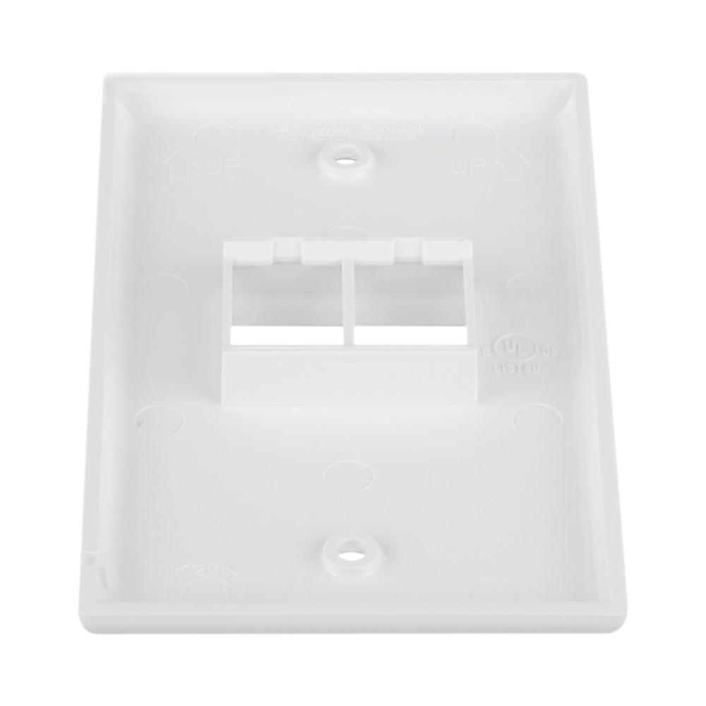 Vertical Wall Plate, 2-Port Keystone Outlet, White