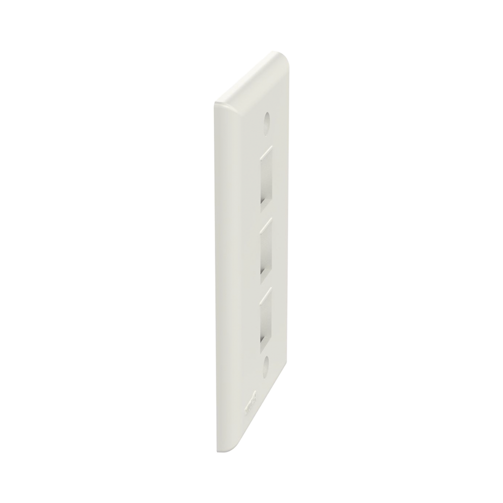 Vertical Wall Plate, 3-Port Keystone Outlet, Matte White