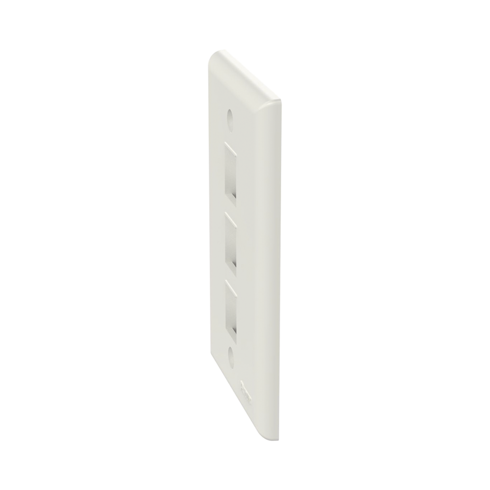 Vertical Wall Plate, 3-Port Keystone Outlet, Matte White