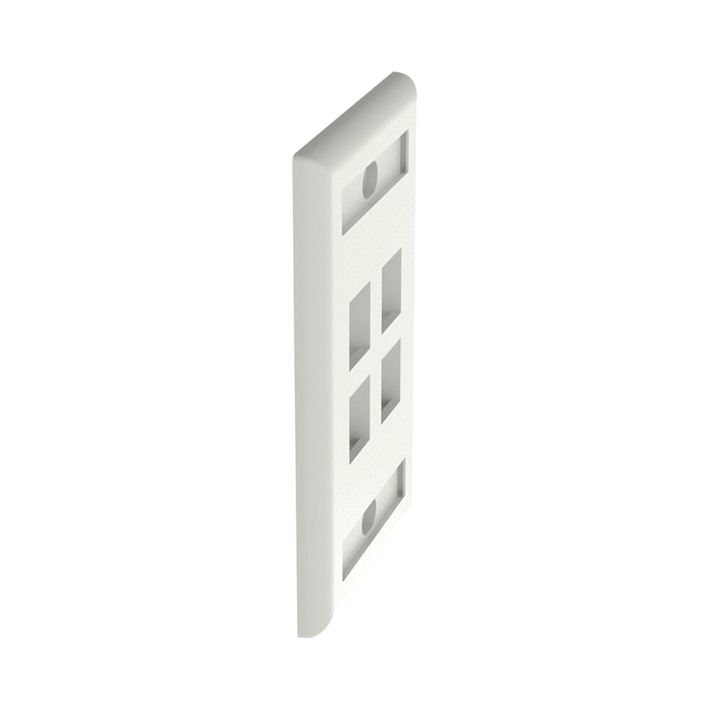 Vertical Wall Plate, 4-Port Keystone Outlet, With Label Spaces, Matte White Color