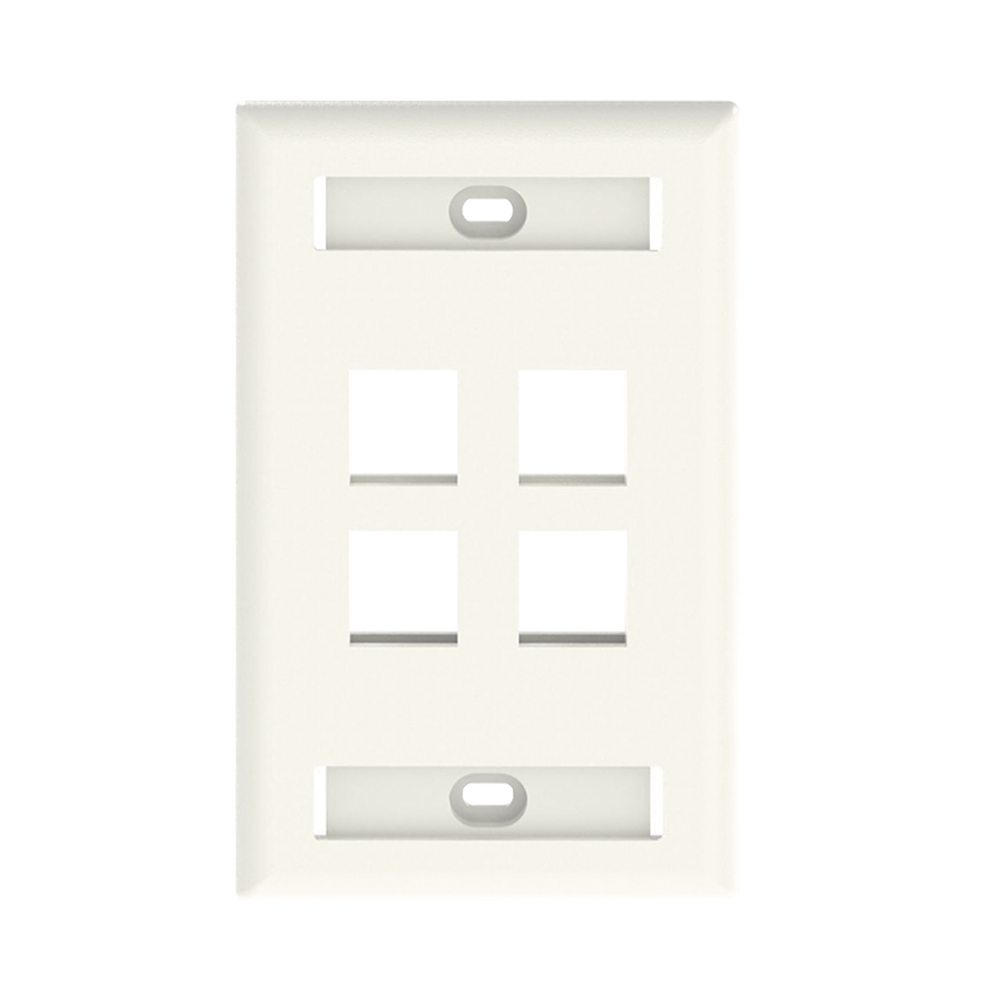 Placa de Pared Vertical, Salida Para 4 Puertos Keystone, Con Espacios Para Etiquetas, Color Banco Mate