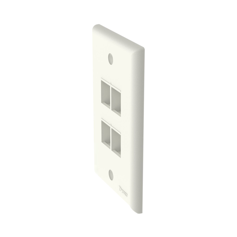 Vertical Wall Plate, 4-Port Keystone Outlet, Matte White