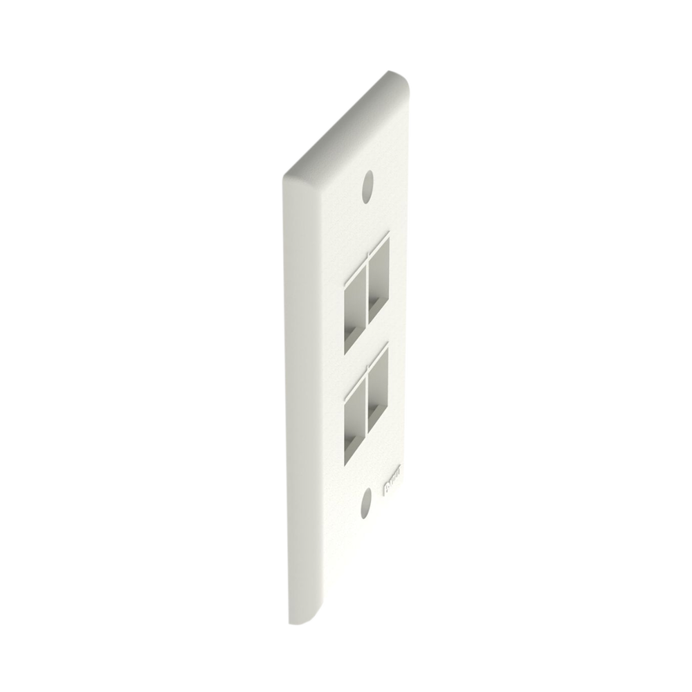 Vertical Wall Plate, 4-Port Keystone Outlet, Matte White