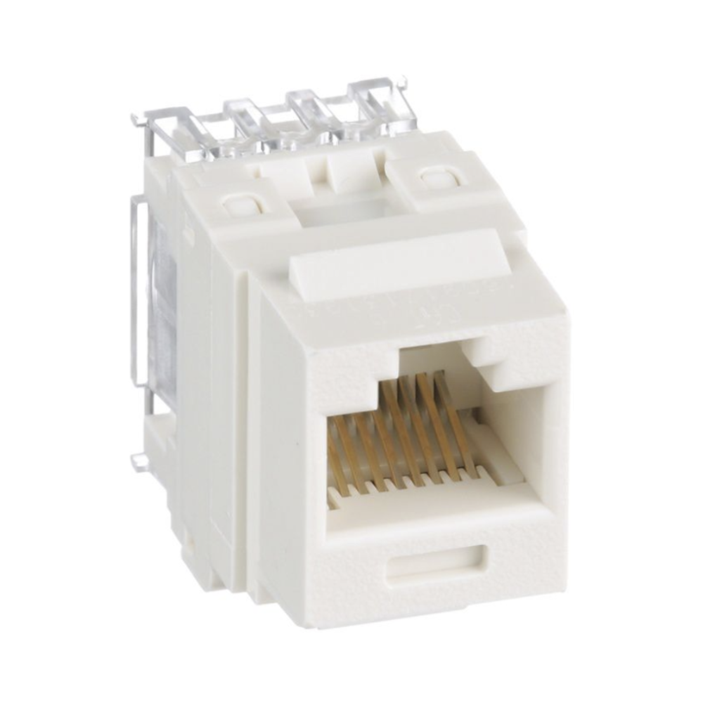 110 Style Jack Connector (Shock Absorber), Keystone Type, Category 6, 8 Position, 8 Wire, Matte White