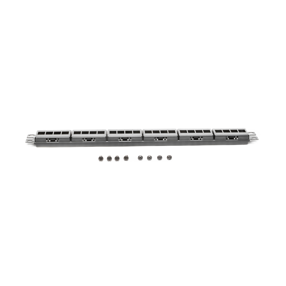 24-Port Keystone Modular Patch Panel (No Jacks), Adhesive Label Identification, 1RU
