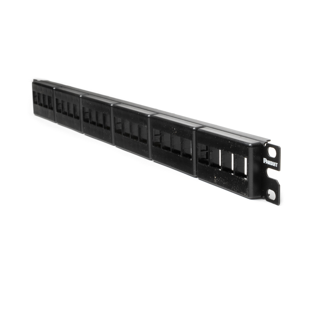 24-Port Keystone Modular Patch Panel (No Jacks), Adhesive Label Identification, 1RU