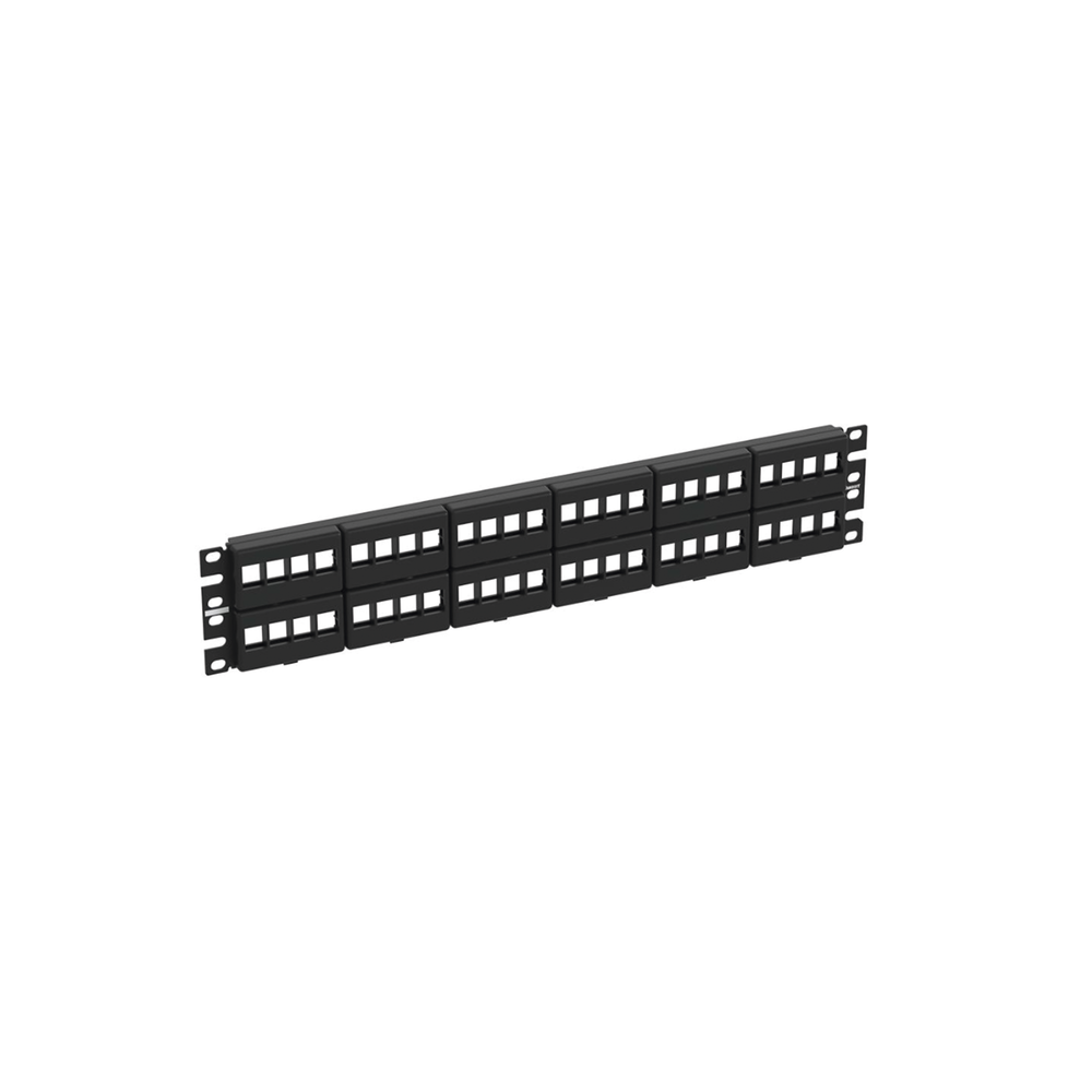 48-Port Keystone Modular Patch Panel (No Jacks), Adhesive Label Identification, 2U
