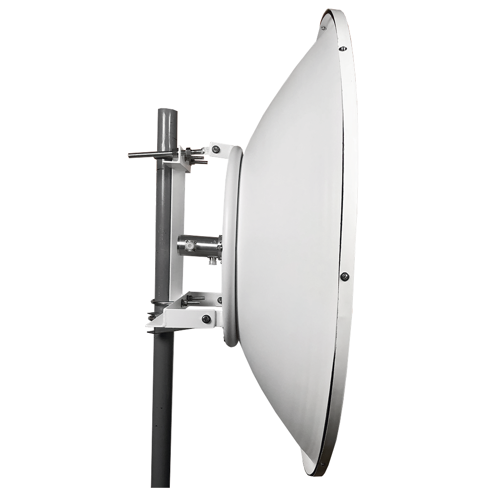 4ft Shielded Noise-Suppressed Deep Dish Antenna, 5.9-7.2 GHz, 36 dBi Gain with 45° and 90° SLANT, Ideal for up to 80km, N-Female Connectors, Millimeter Alignment Mount.