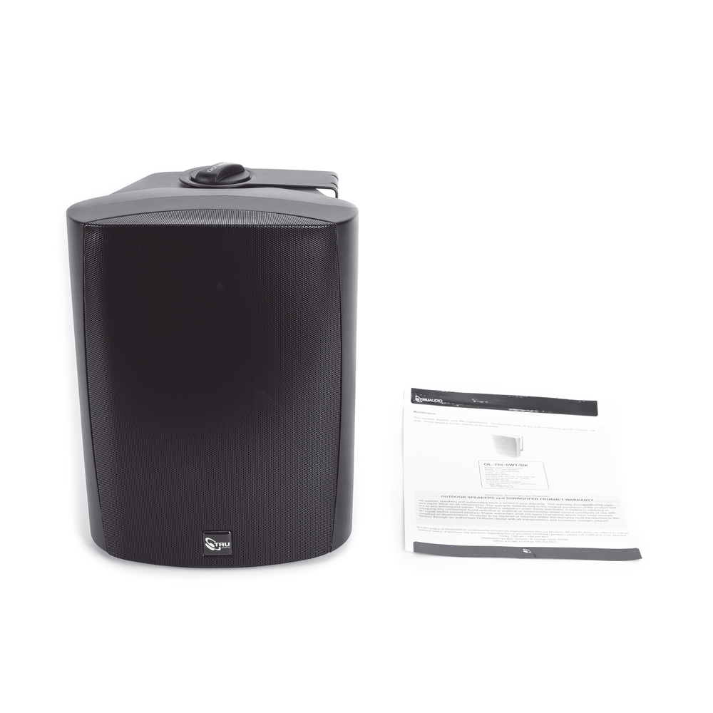 70V/100V 2-Way Outdoor Speaker, 6.5" Woofer, 1" Silk Soft Dome Tweeter, Black.