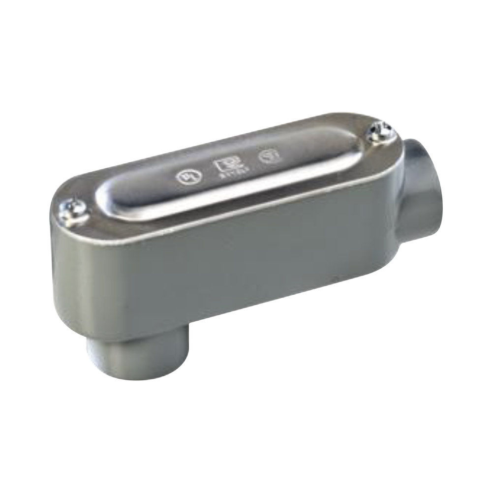 Caja oval roscada tipo LB de 3" corta (76.2 mm) Incluye tapa y tornillos.