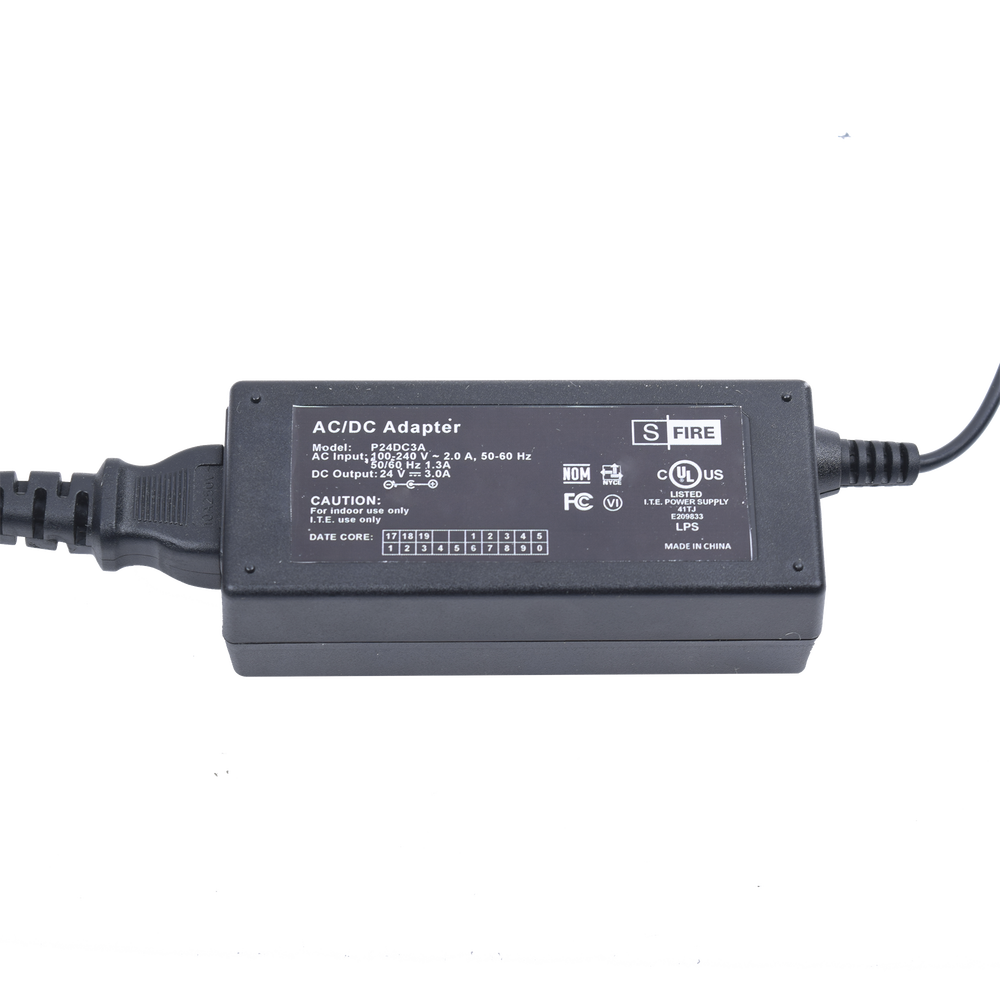 Fuente de Poder de 24 Vcd Regulado @ 3A / UL / Voltaje de Entrada de 100-240 Vca