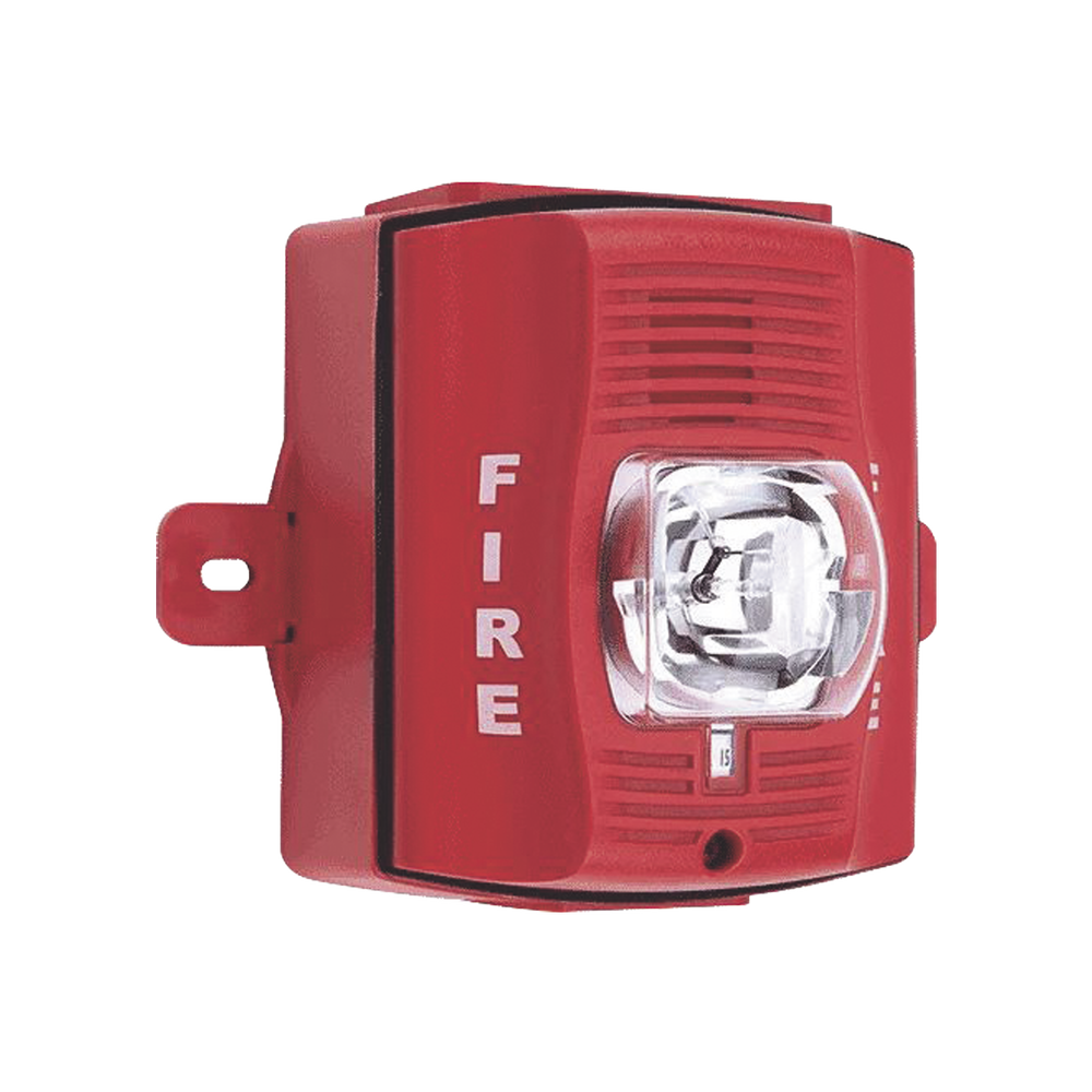 Two-Wire Red Outdoor Strobe Siren Wall Mount