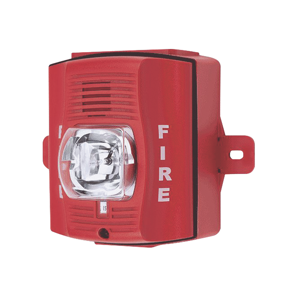 Two-Wire Red Outdoor Strobe Siren Wall Mount