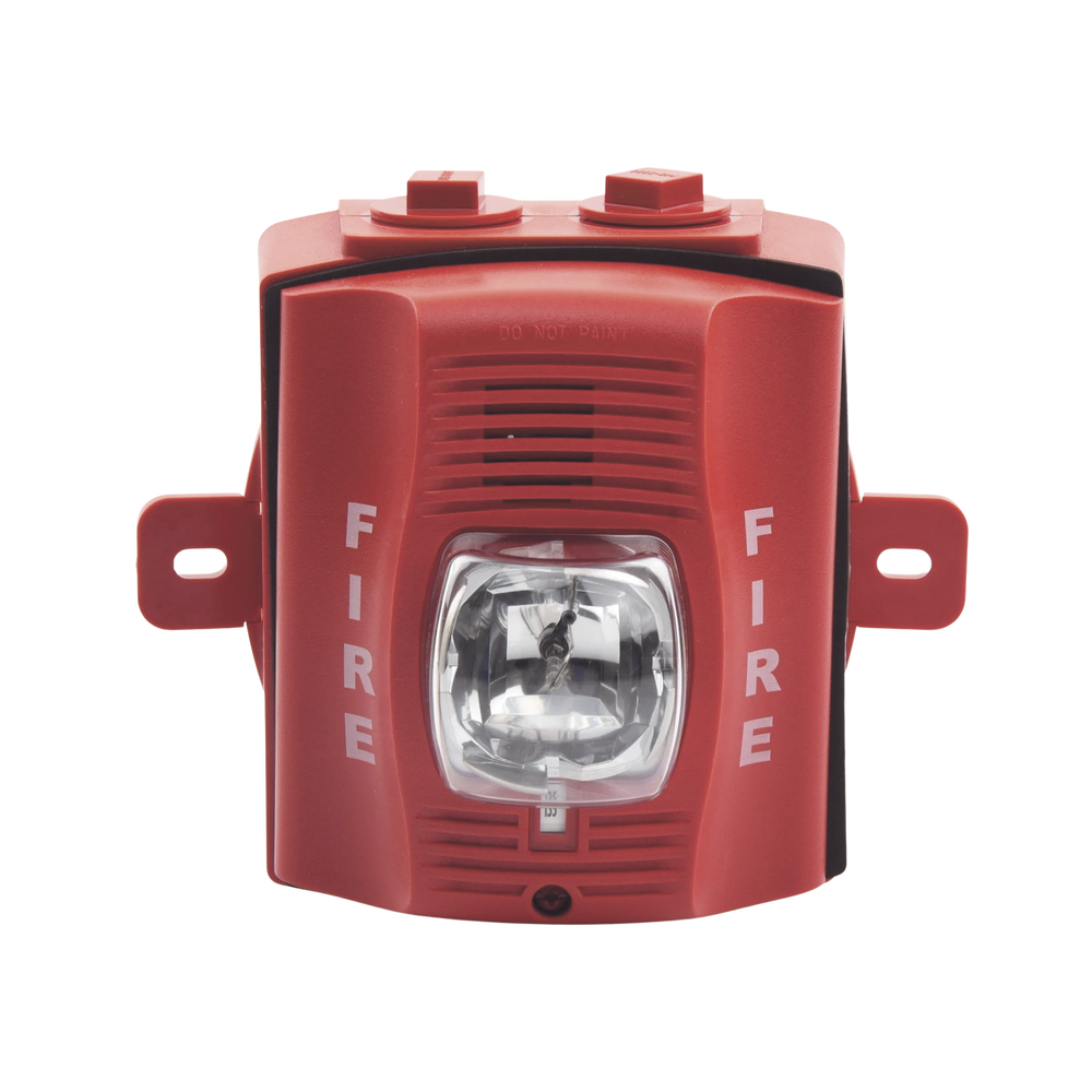 Two-Wire Red Outdoor Strobe Siren Wall Mount