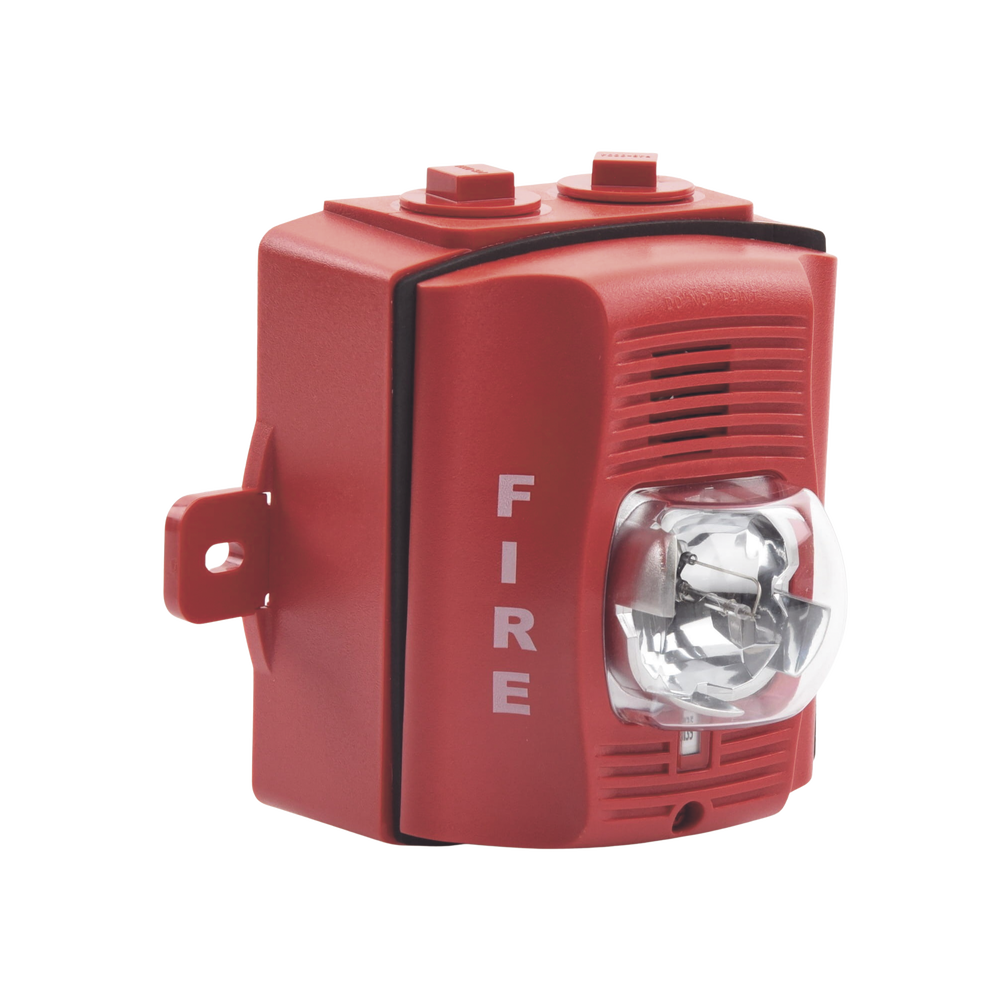 Two-Wire Red Outdoor Strobe Siren Wall Mount