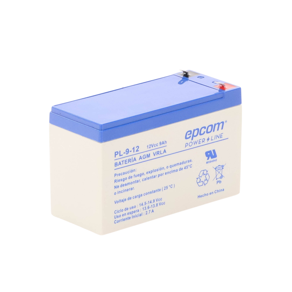 Backup Battery for electronic equipment / UL / 12V @ 9 Ah / AGM-VRLA Technology / Use in: Intrusion alarms / Fire / Access control / CCTV / F1 type terminals.
