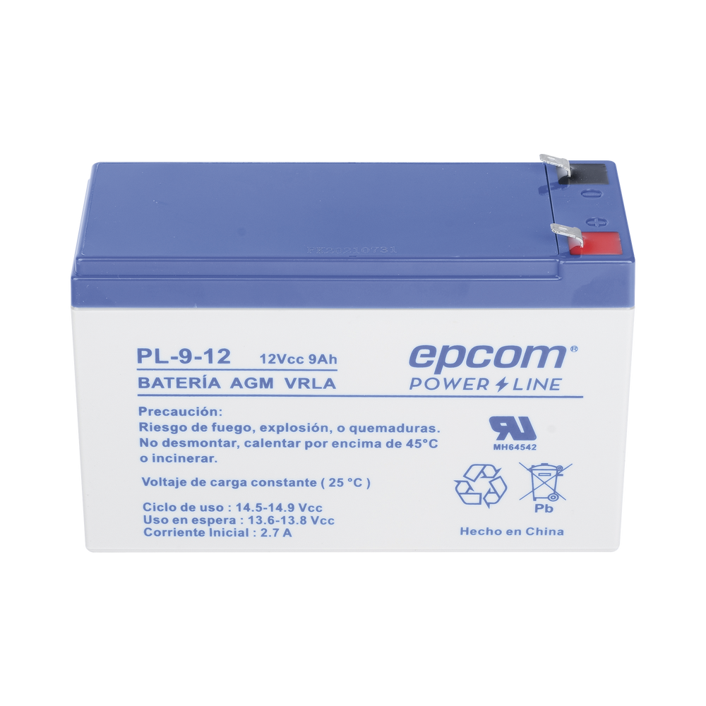 Backup Battery for electronic equipment / UL / 12V @ 9 Ah / AGM-VRLA Technology / Use in: Intrusion alarms / Fire / Access control / CCTV / F1 type terminals.