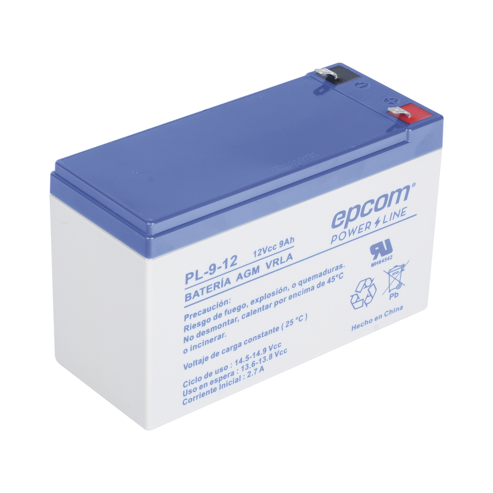 Backup Battery for electronic equipment / UL / 12V @ 9 Ah / AGM-VRLA Technology / Use in: Intrusion alarms / Fire / Access control / CCTV / F1 type terminals.