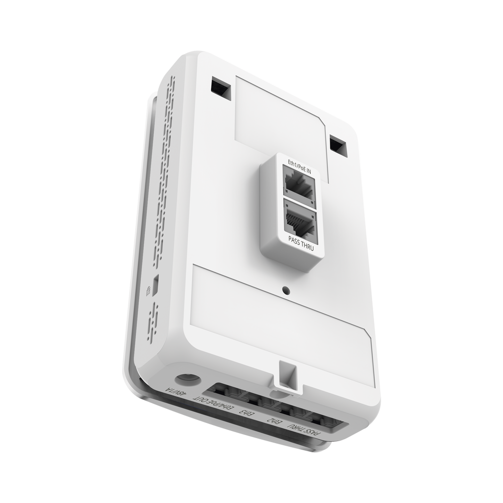cnPilot e430H Indoor Wall Plate WiFi Access Point, dual band, Wave 2, beamforming antenna, 4 output ports (1x Gigabit PoE and 3x Gigabit Ethernet)