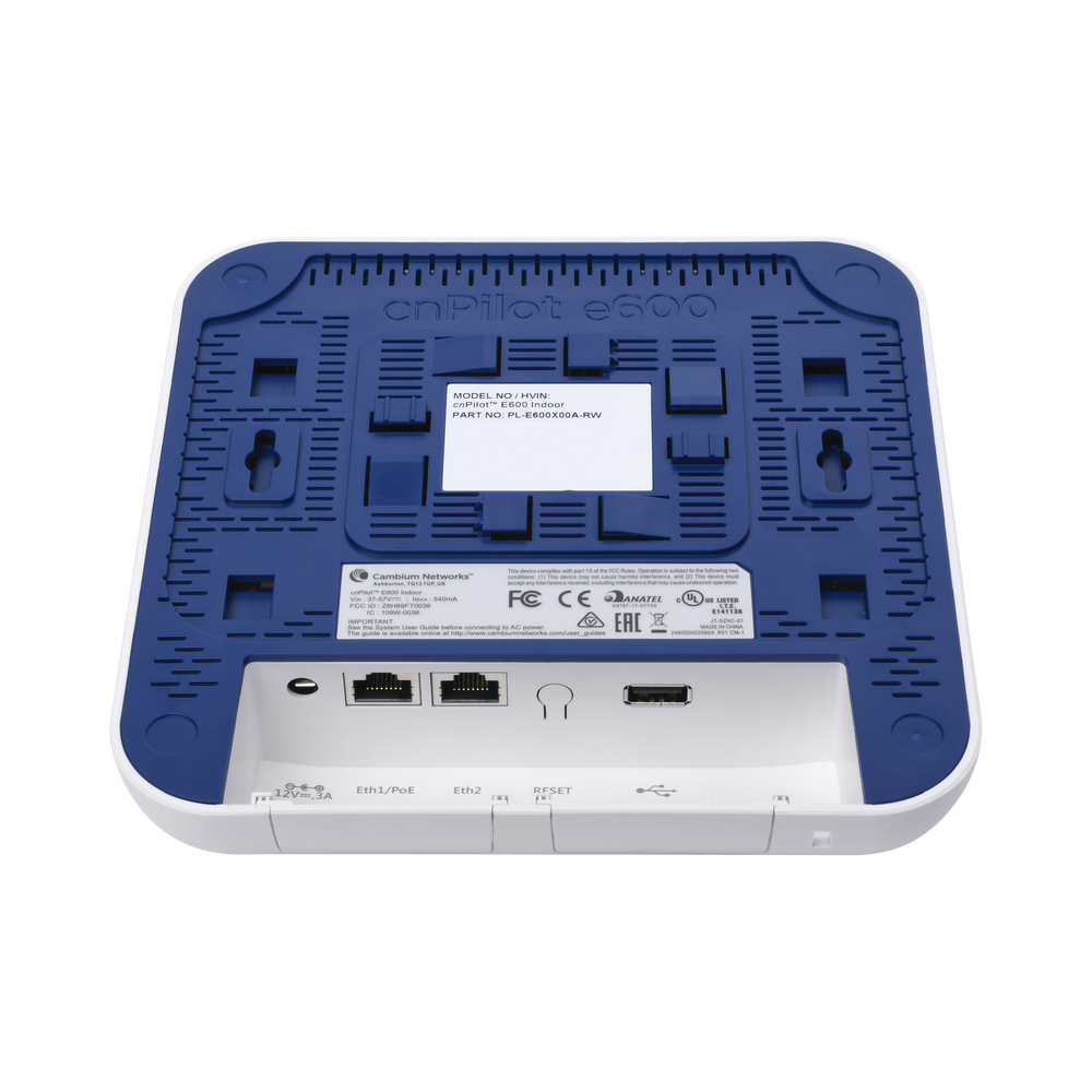cnPilot e600 Indoor WiFi Access Point for high coverage and user density, Dual Band, Wave 2, MU-MIMO 4X4, Omnidirectional Beamforming antenna, up to 512 clients
