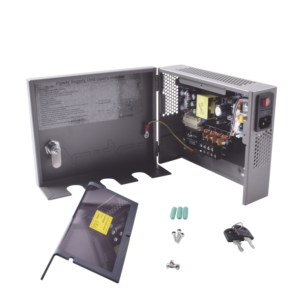 HIGH PERFORMANCE power supply of 11 - 15 Vdc @ 6 Amp, with capacity of 4 to 8 cameras, with input voltage of: 85-264 Vac