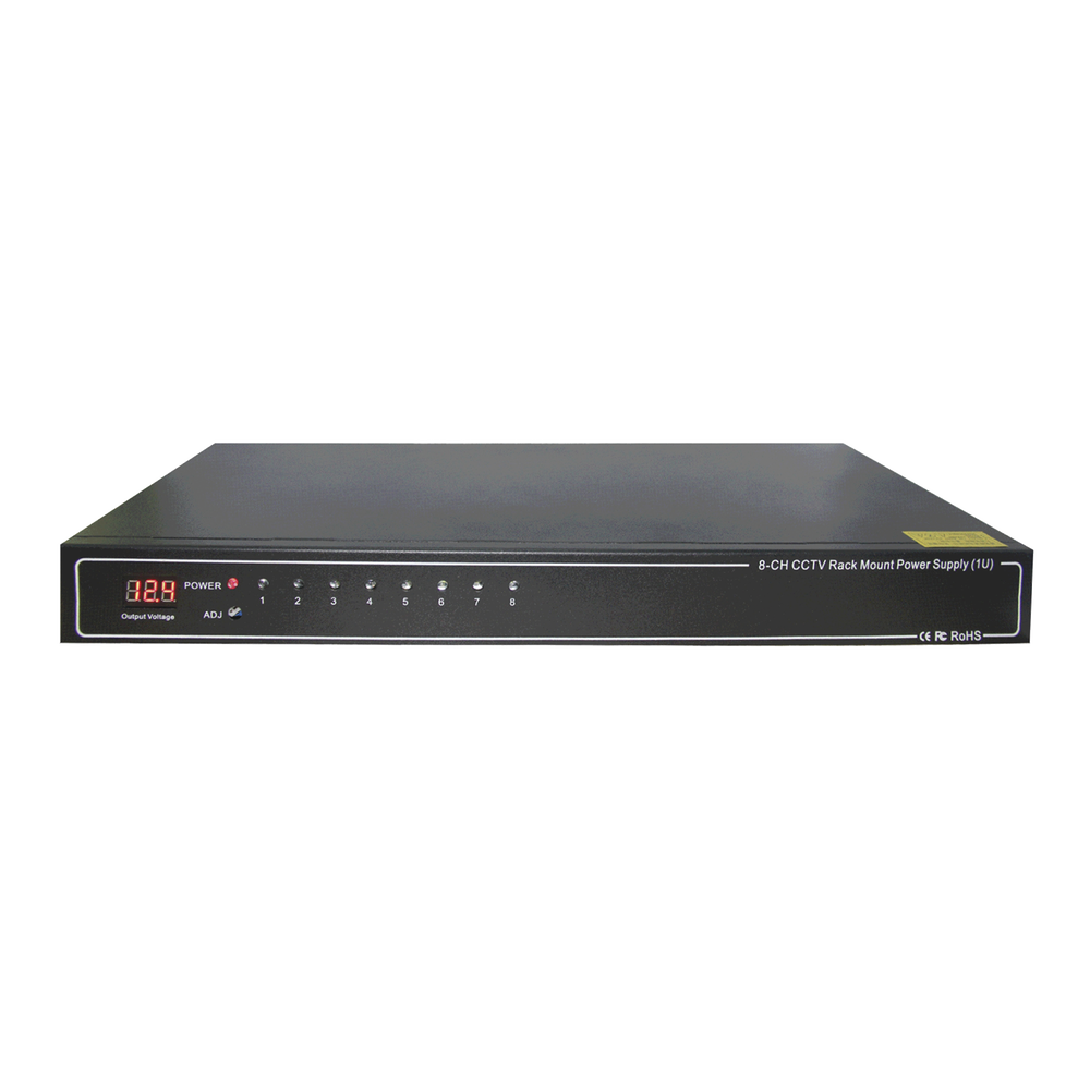 Fuente de 12 Vcd, 10 Amper, de 8 salidas para aplicaciones en RACK