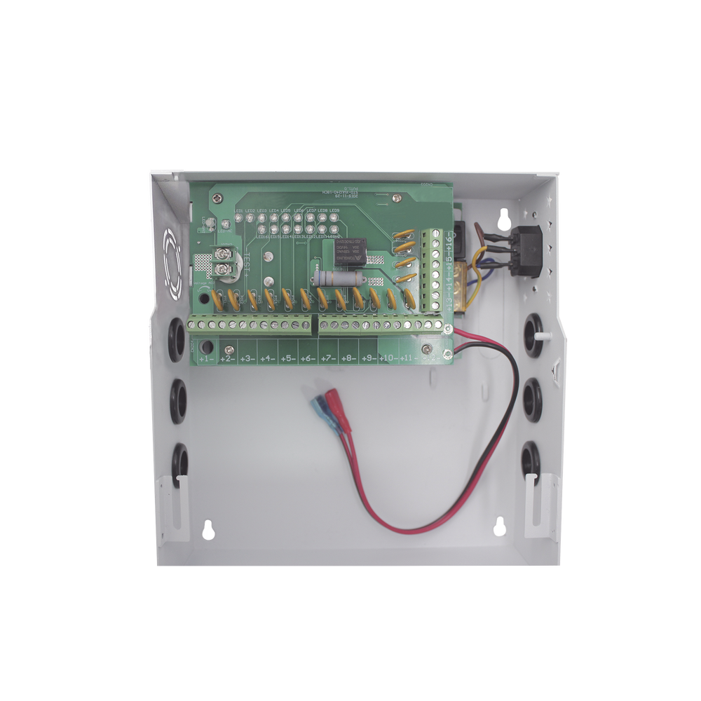 Professional 12V DC @ 16A power supply / for 16 cameras / With battery backup capability / Requires battery / 96-264V AC input voltage
