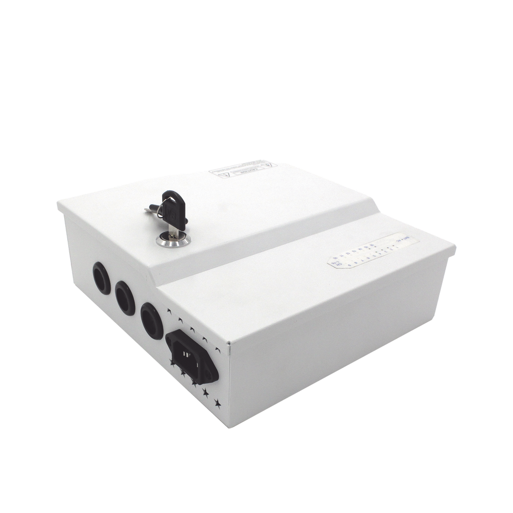 Professional 12V DC @ 16A power supply / for 16 cameras / With battery backup capability / Requires battery / 96-264V AC input voltage