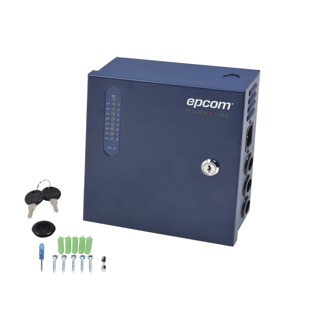 Professional 12-15 VDC @ 8 Amp power supply for 8 cameras, input voltage: 96-264 VAC