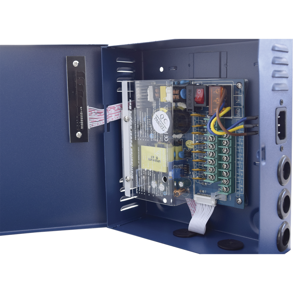 Professional 12-15 VDC @ 8 Amp power supply for 8 cameras, input voltage: 96-264 VAC