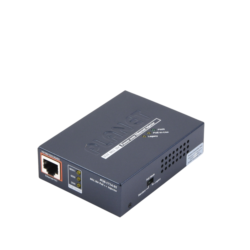 Inyector PoE 802.3af/at/bt , Hasta 95 Watts, Puerto Gigabit con Fuente Externa
