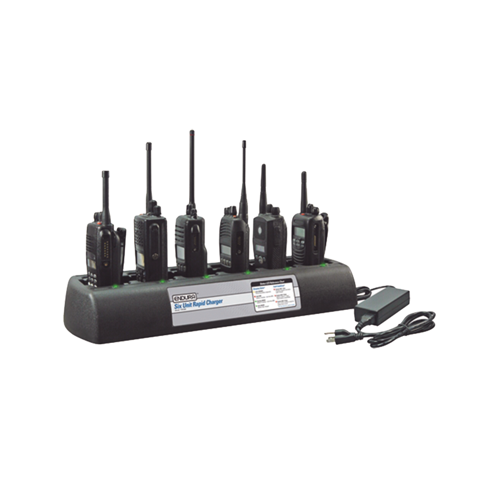 Multicargador rápido de escritorio de 6 cavidades para radios Motorola CP150 / CP200 / CP250 / EP450/ DEP450 / PR400/DEP450. Para uso con baterías Ni-Cd, Ni-MH, Li-Ion, Li-Po.