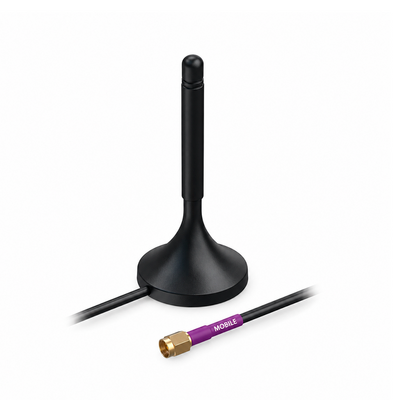 Antena magnética móvil SMA, negro, polarización lineal, conector macho SMA, montaje de imán