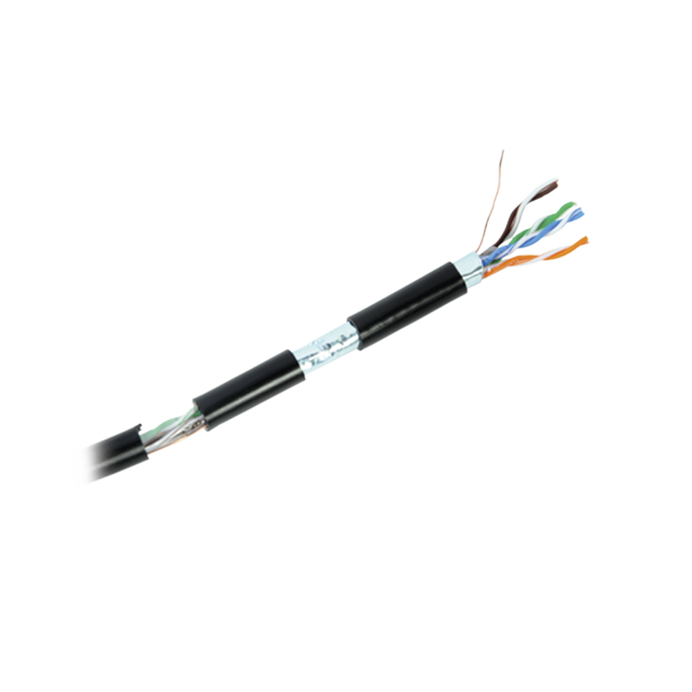 Bobina de cable de 152 m, Cat5e, FTP, blindado, para intemperie, color negro, UL, color negro, para aplicaciones en CCTV, redes de datos.