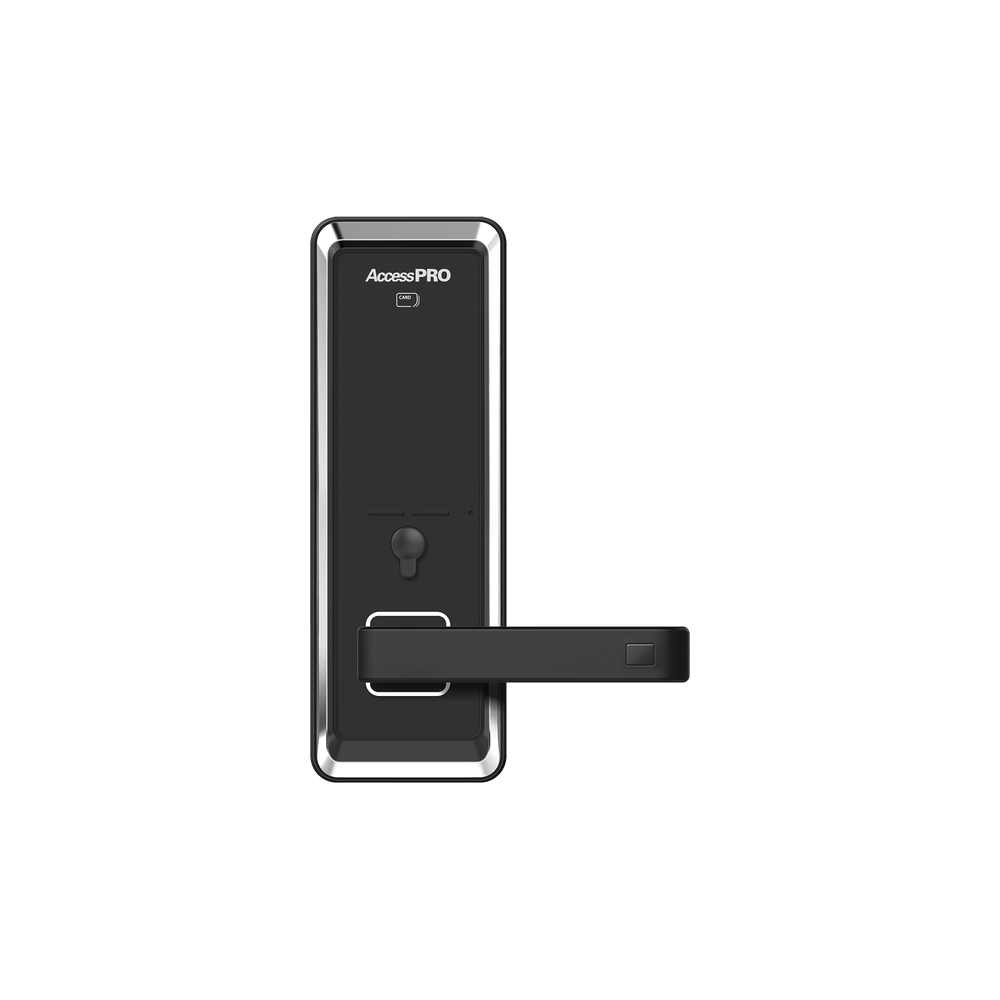 Smart lock with touch screen keypad, opening with Mifare card/password and emergency key, compact design for single-knob doors