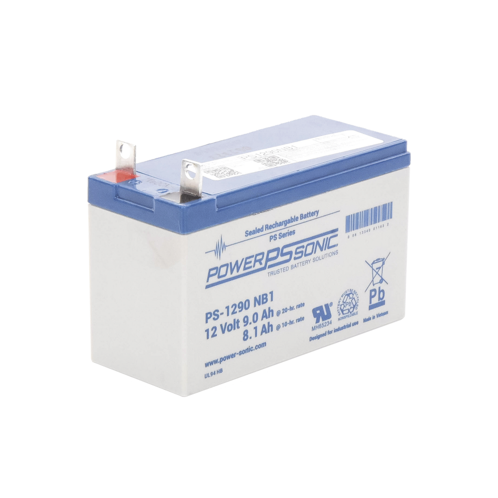 12V, 9AH, Backup Battery, Lead Acid, 5 Year Shelf Life, NB1 Terminals, UL Recognized