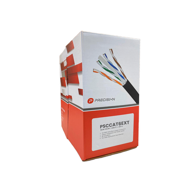 Bobina de cable de UTP de 4 pares Cat6 de 305 m (1000 ft), 100% Cobre, LDPE Resistente a rayos UV, Color Negro, 24 AWG,