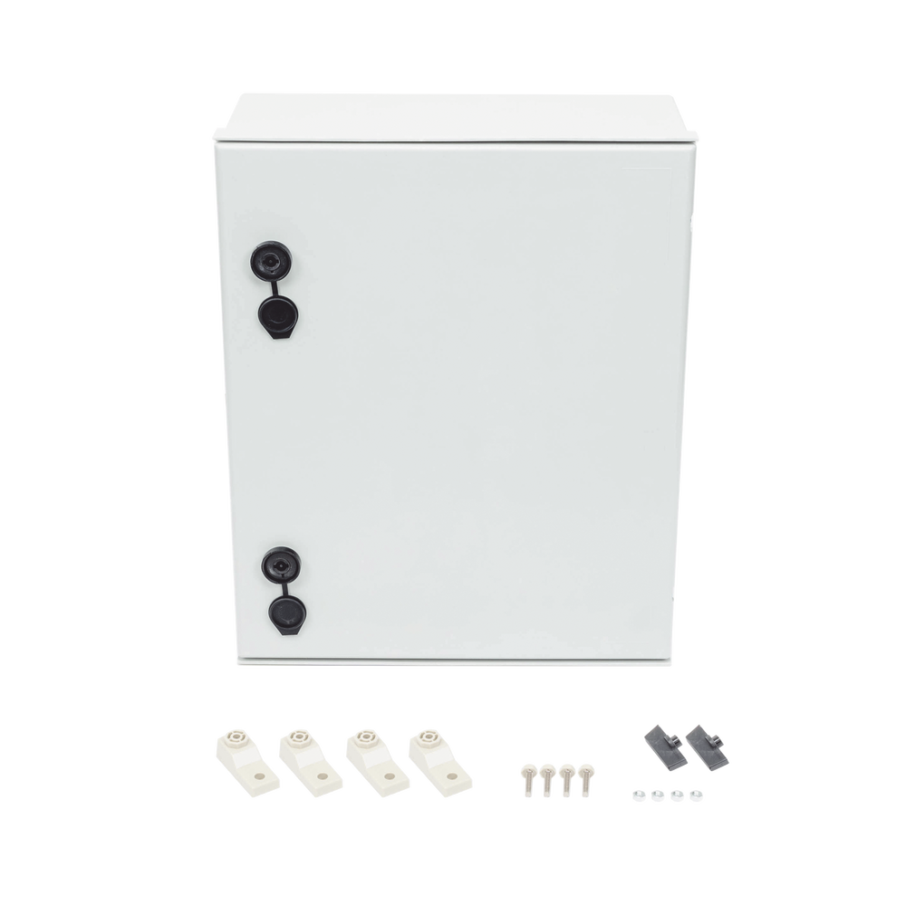 IP65 Polyester Enclosure for Outdoor Use (400 x 500 x 200 mm) with Internal Back Plate (Includes Key and Plate).