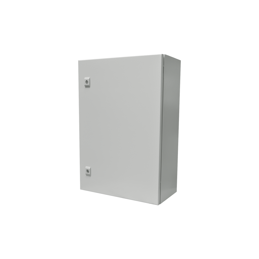 Gabinete de Acero IP66 Uso en Intemperie (400 x 600 x 200 mm) con Placa Trasera Interior y Compuerta Inferior Atornillable (Incluye Chapa y Llave).