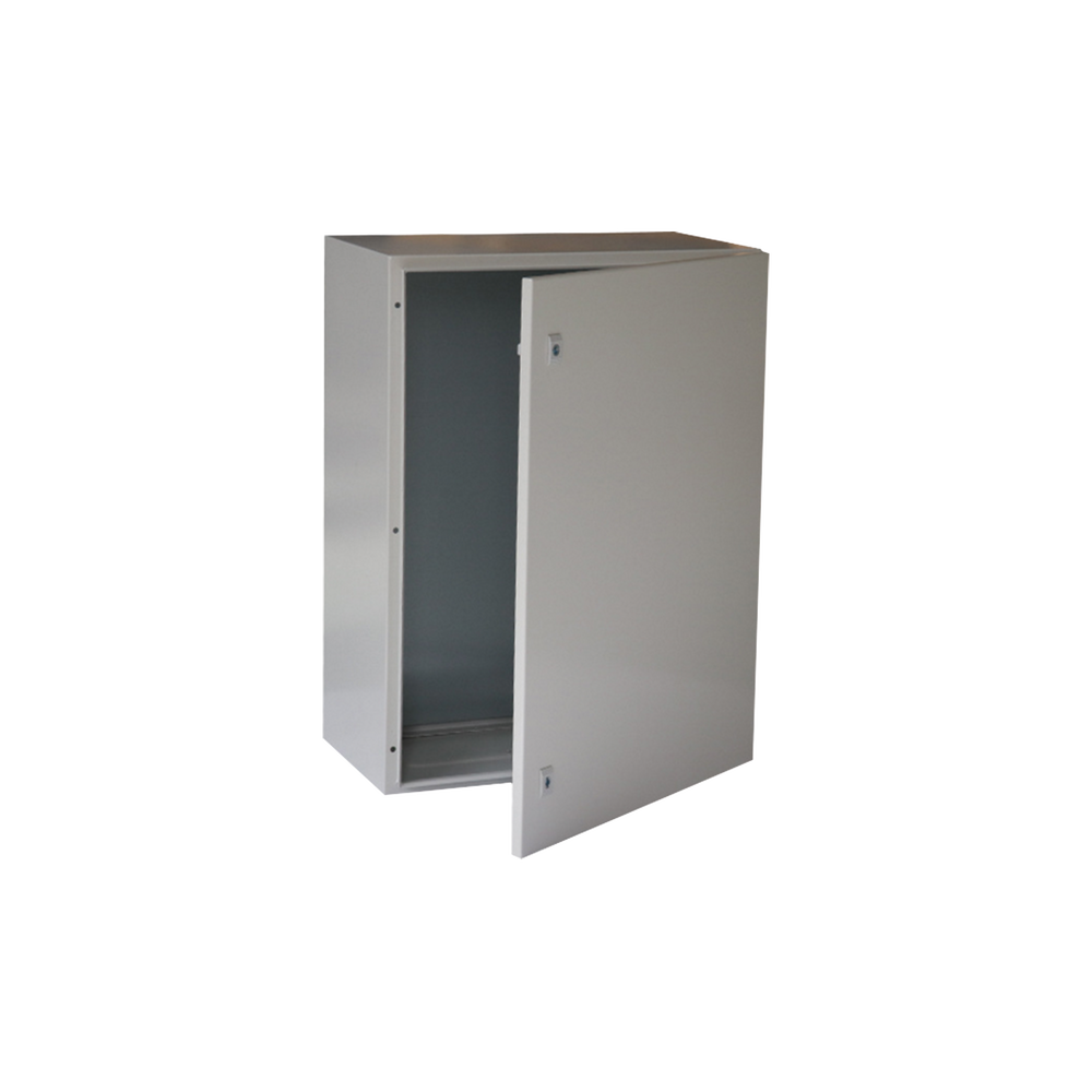 Gabinete de Acero IP66 Uso en Intemperie (600 x 800 x 300 mm) con Placa Trasera Interior y Compuerta Inferior Atornillable (Incluye Chapa y Llave).