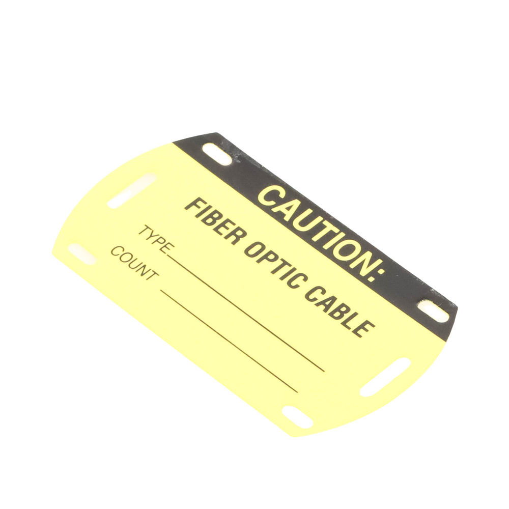Kit de 5 Etiquetas Autolaminadas para Fibra Óptica, Para Uso Interior/Exterior, Dimensiones de 90.42 x 52.32 mm, Color Negro con Amarillo